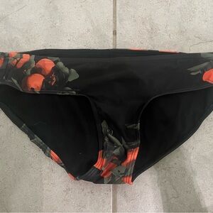 Albion Black Bikini Bottom with Vibrant Floral Design